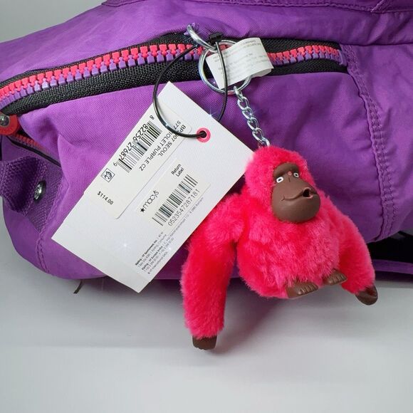 Kipling Seoul Large 15" Laptop Backpack Violet Purple Colorblock Zip Gorilla NWT - Picture 8 of 10